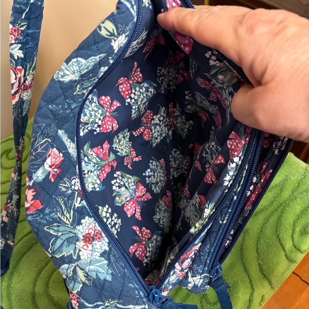 Vera Bradley Sling Backpack in Rose Toile Teal Floral Crossbody Bag Boho - Picture 3 of 4